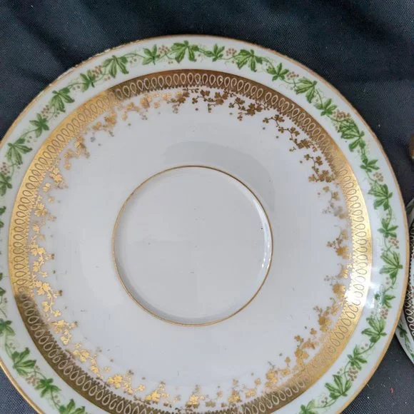 RARE Beautiful Antique J Pouyat Limoges Translucent Porcelain Tea Cup And Saucer